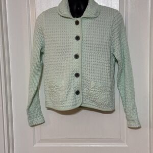 Mod-O-Doc Size M Light Clover/Mint Green Waffle Button Up Short Jacket